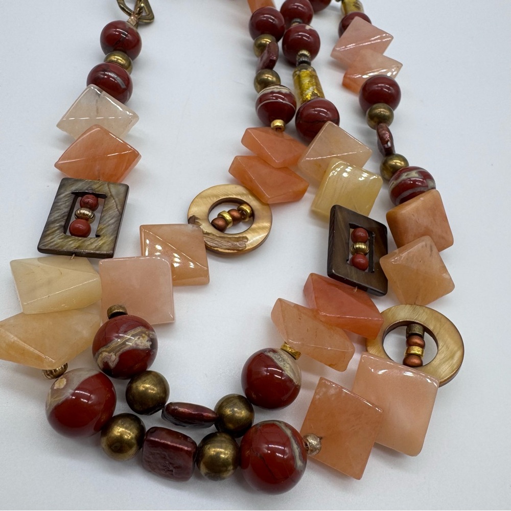 Vintage Jasper Carnelian Necklace Boho Mixed Stone Statement